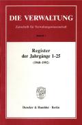 Register der Jahrgänge 1 - 25 der Zeitschrift "Die Verwaltung" (1968 - 1992).